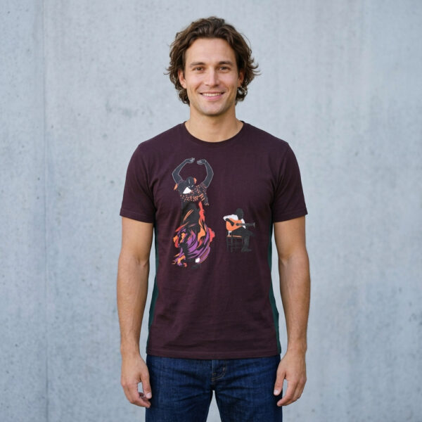 Flamenco Dancer & Spanish Guitar  T-shirt, Oxblood
