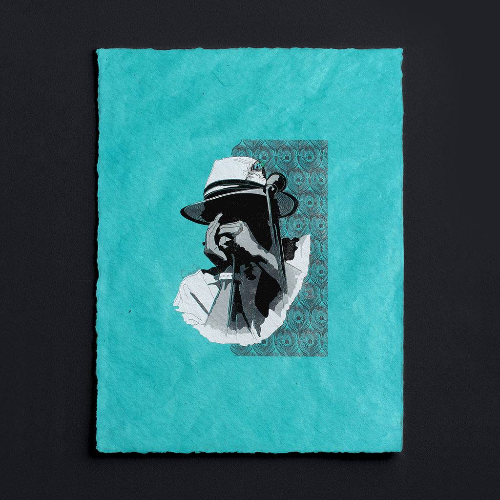 Harmonic Blues, Harmonica Player Art Print on Paper