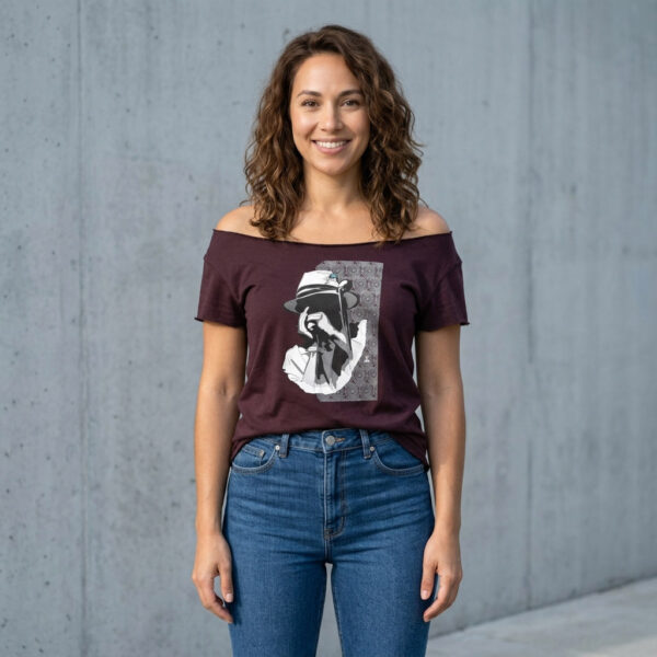 Harmonic Blues Harmonica Player Cut Boat Neck T-shirt