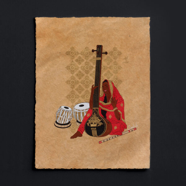 Hindustani Art Print on Paper, Tan