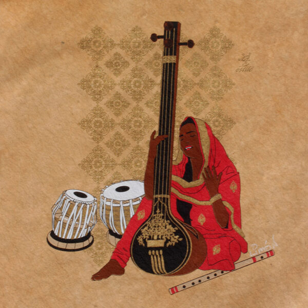 Hindustani Art Print on Paper, Tan