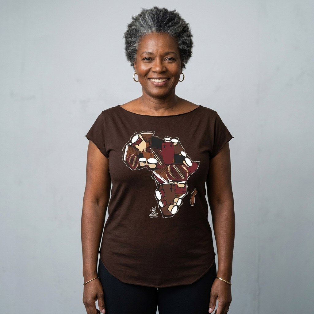 One Drum Africa/Drum Cut Boat Neck T-Shirt - Image 3