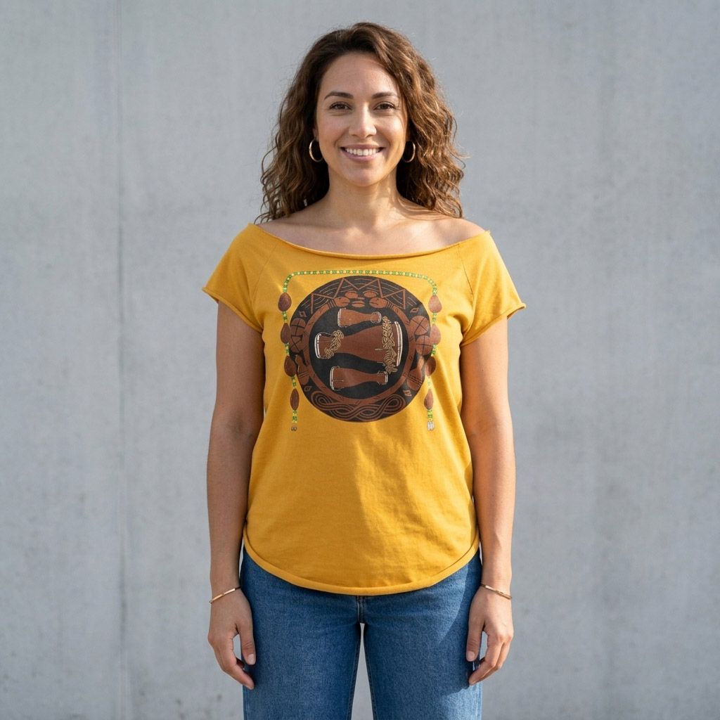 Bata Drums Afro Cuban Cut Boat Neck T-Shirt