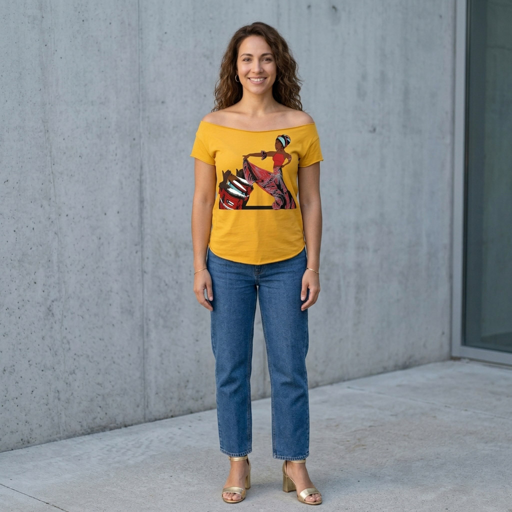 Afro Puerto Rican Bomba Cut Boat Neck T-shirt - Image 6