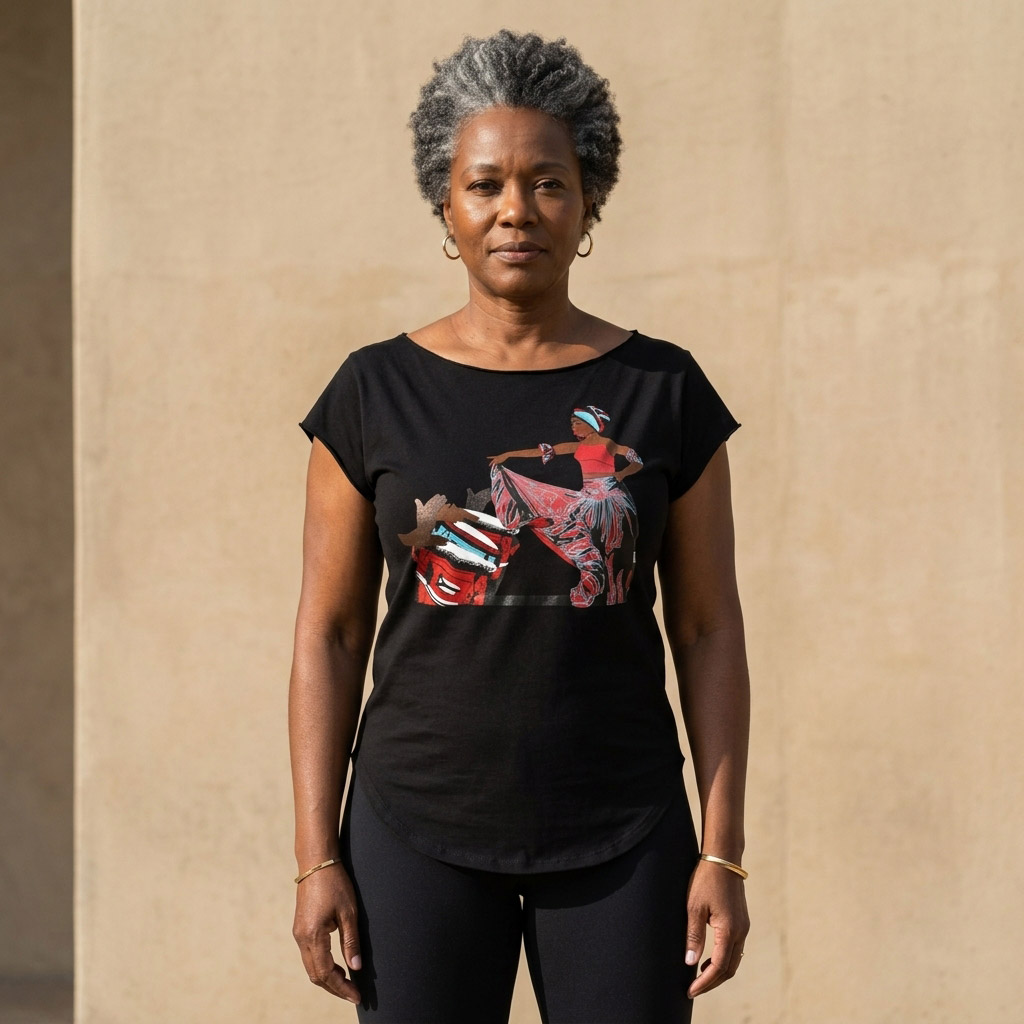 Afro Puerto Rican Bomba Cut Boat Neck T-shirt - Image 3