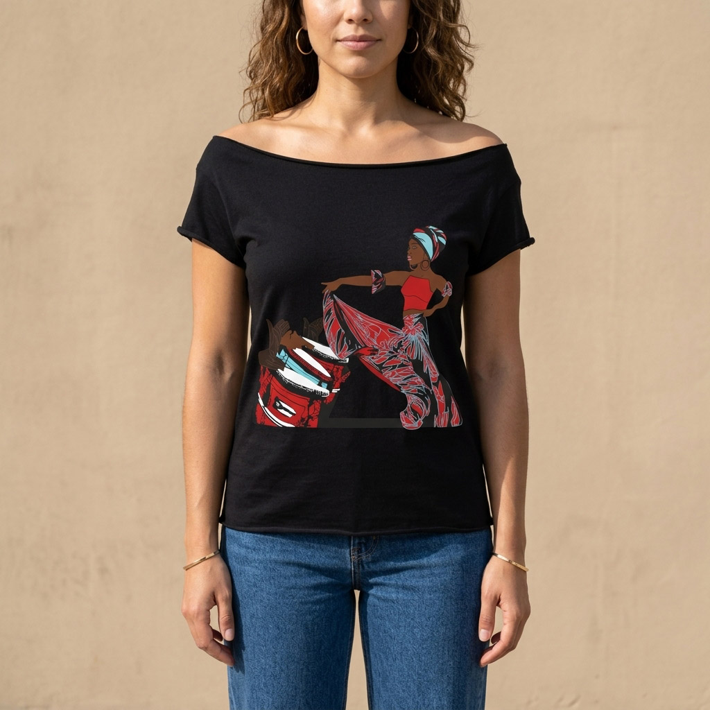 Afro Puerto Rican Bomba Cut Boat Neck T-shirt