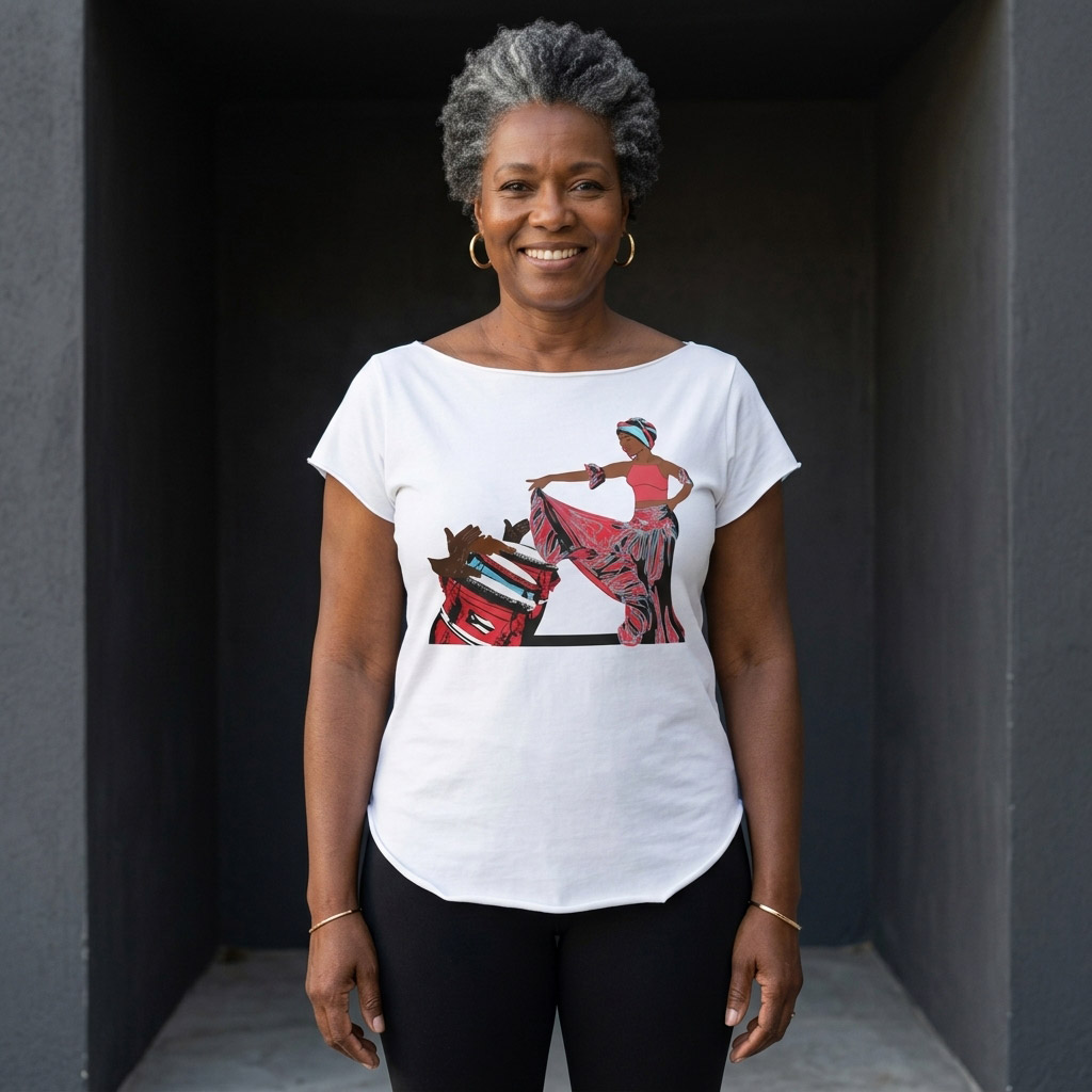 Afro Puerto Rican Bomba Cut Boat Neck T-shirt - Image 5