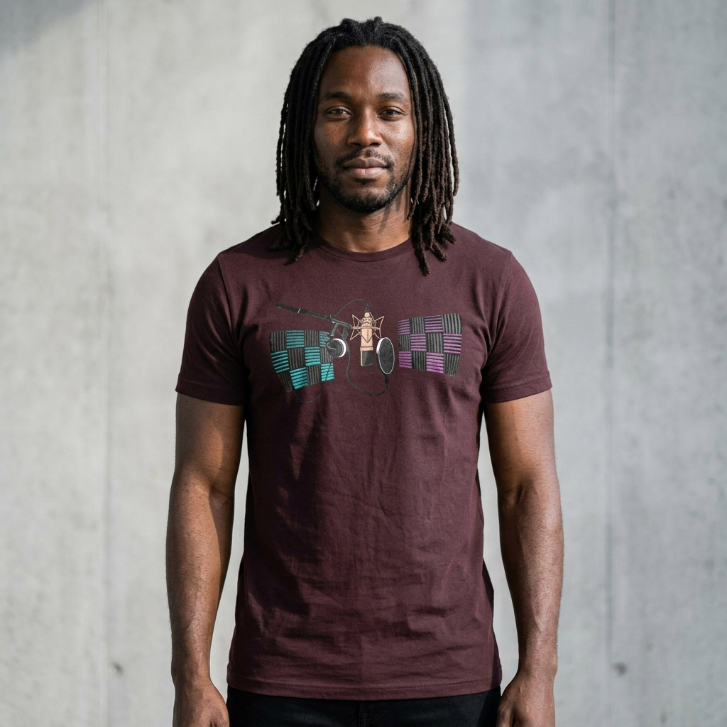 Studio Microphone T-shirt, Oxblood